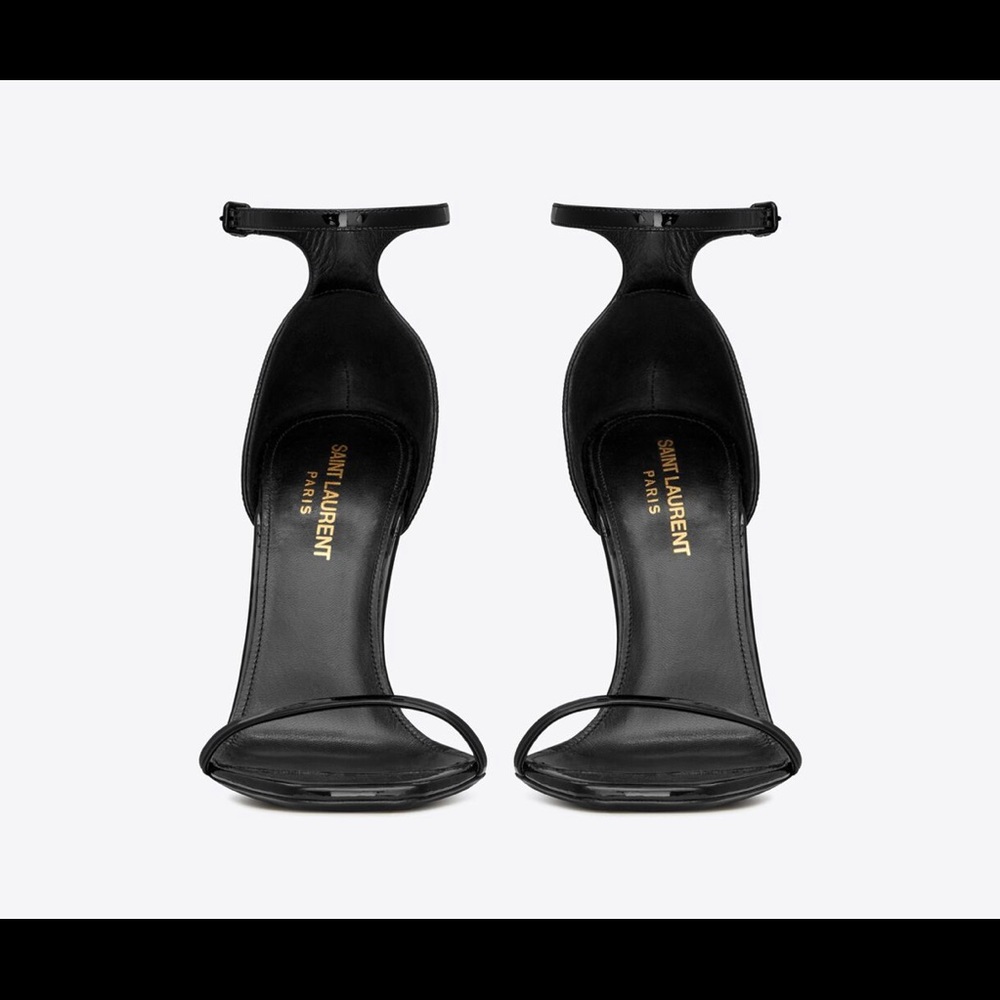 YSL | Black Patent Sandals OPYUM decorated with YSL initials on heels | Size 39 - Picture 6 of 13